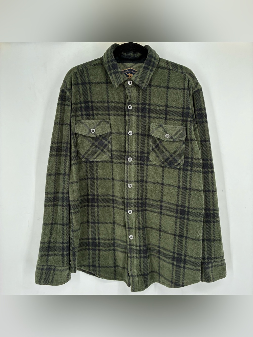 Freedom Foundry Mens Large Green Flannel Button Up Long Sleeve Shirt Shacket